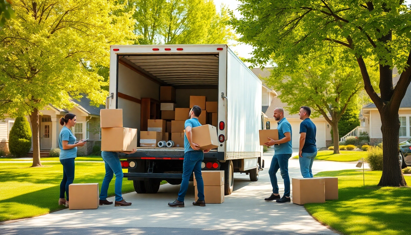 House moves showcasing professional movers efficiently loading boxes into a truck.