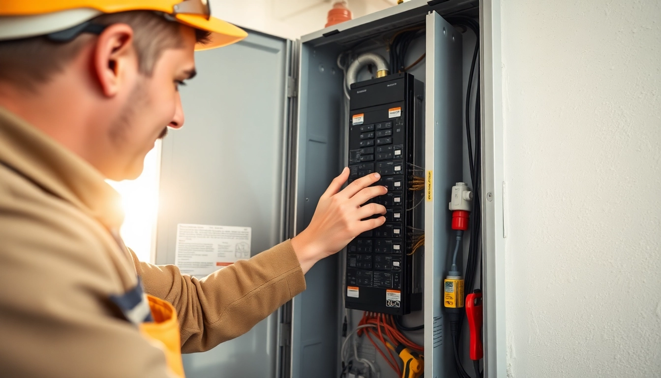 Electrician upgrading an electrical panel Clearwater, showcasing expertise and attention to safety.
