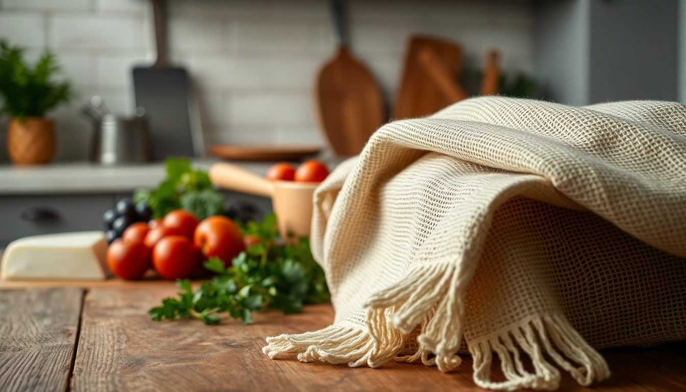 Kaasdoek met verse ingrediënten op een houten tafel in een professionele keuken.