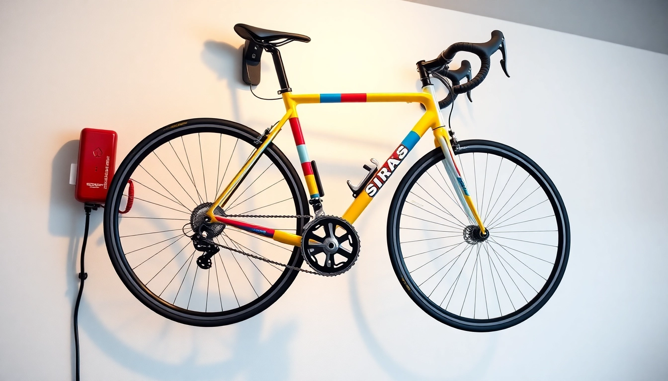 Secure your bike elegantly with a Bicycle wall hanger in a stylish garage setup.