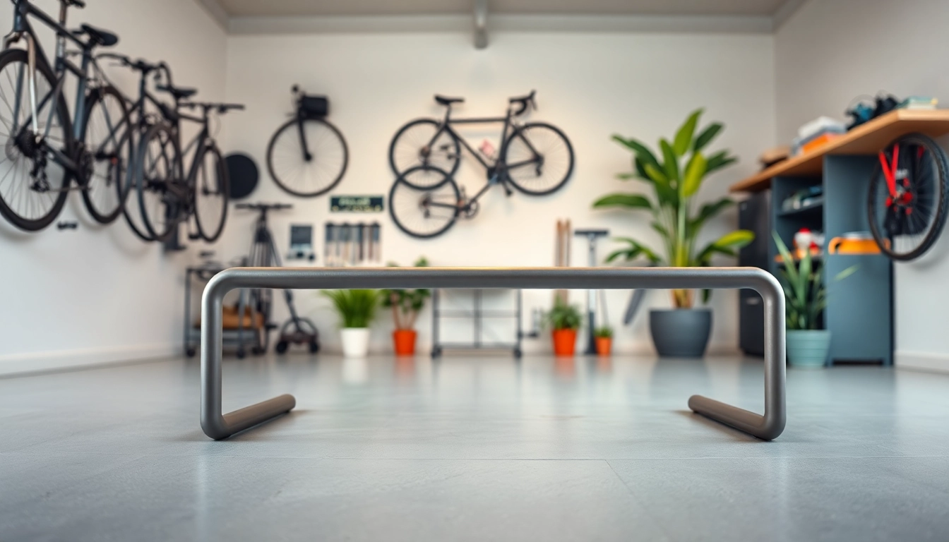 Showcasing a Minimalist bike rack in a modern, organized garage space.