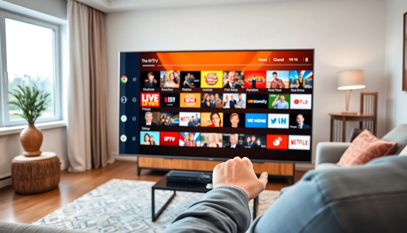 Comprar IPTV en una interfaz moderna de transmisión en un televisor inteligente.